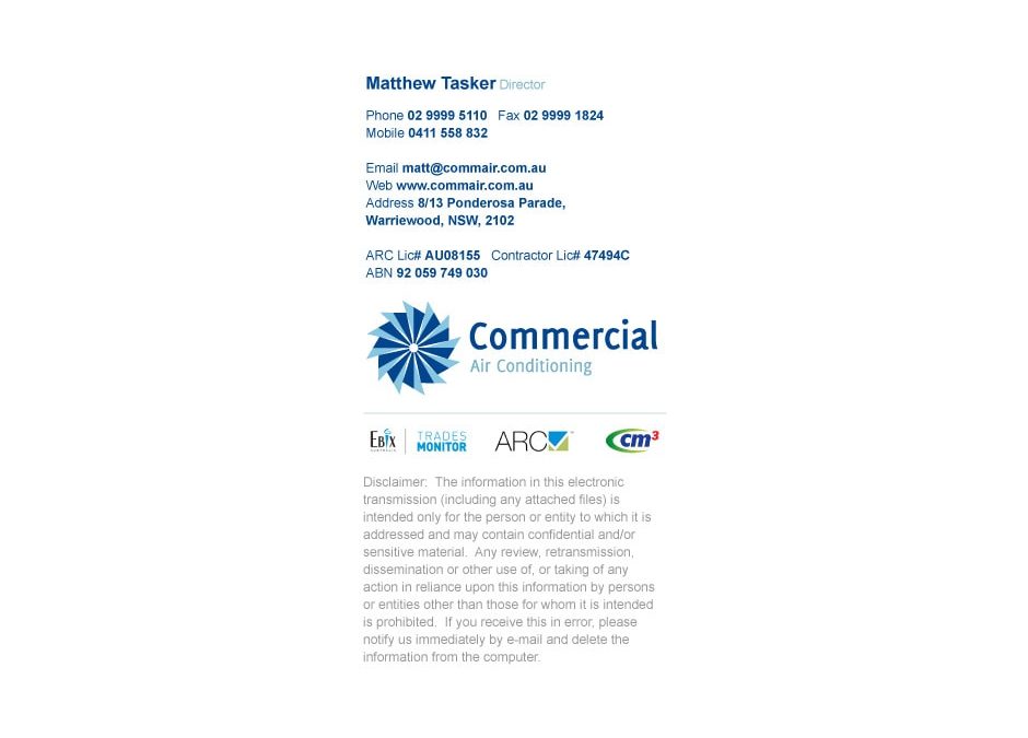 Commercial Air Conditioning Email Signature
