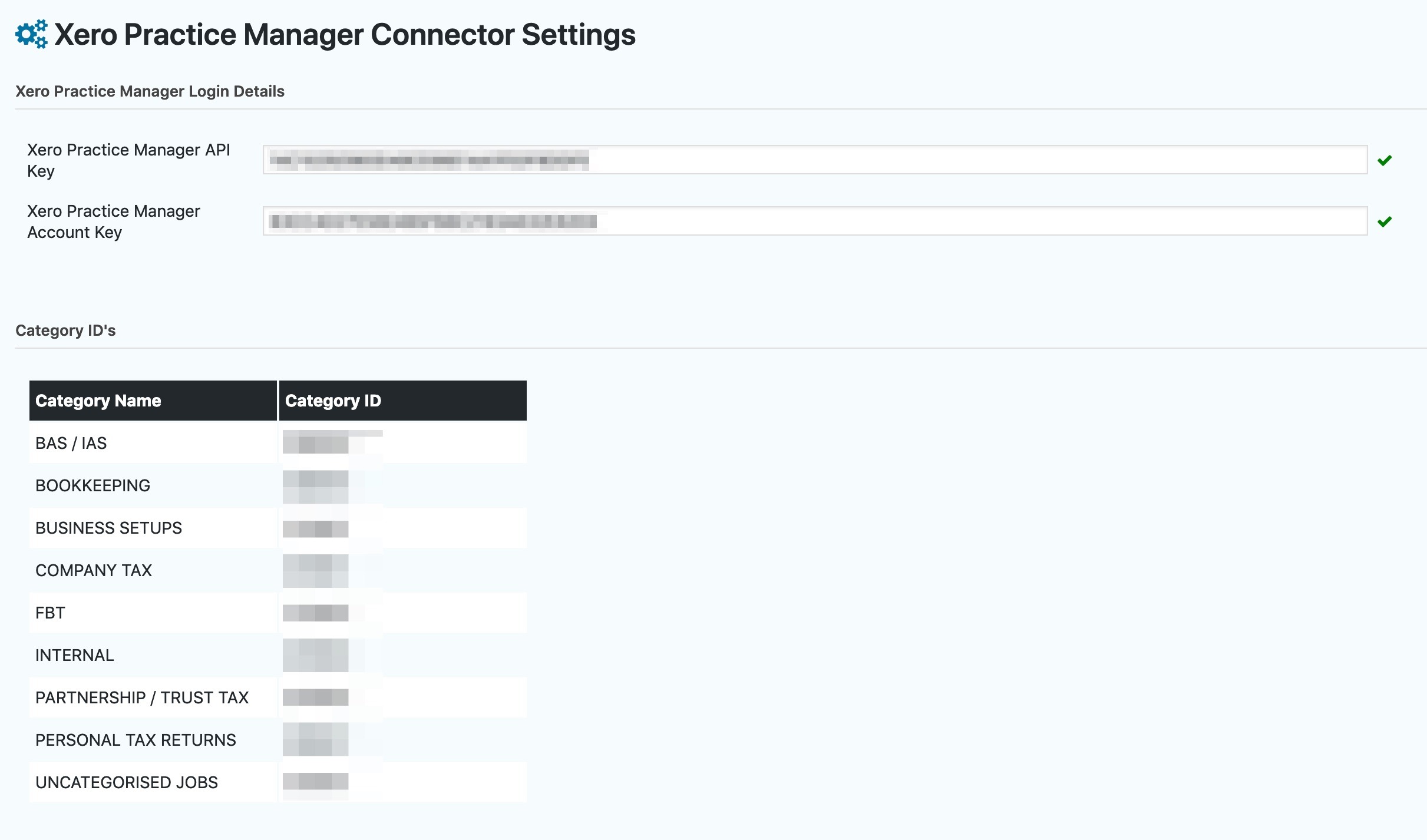 settings xero practice manager